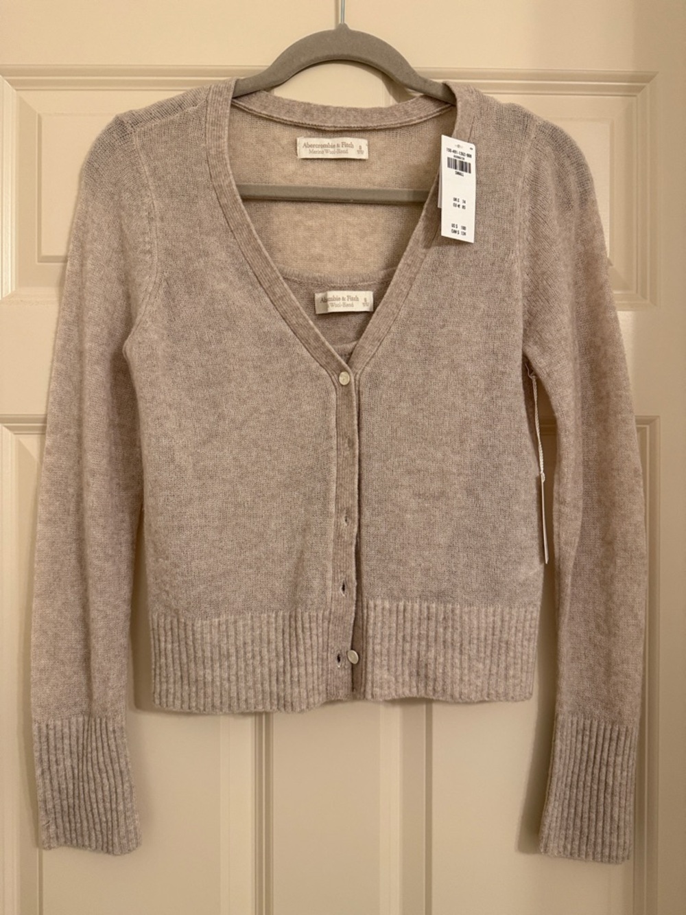 Abercrombie & Fitch Taupe V-Neck Button Front Cardigan